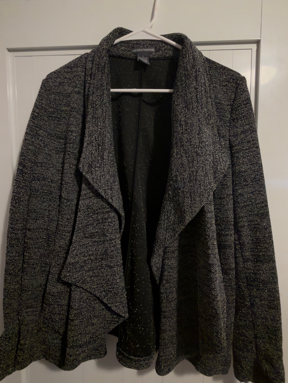 NIC+ZOE Charcoal Marled Draped Open-Front Cardigan